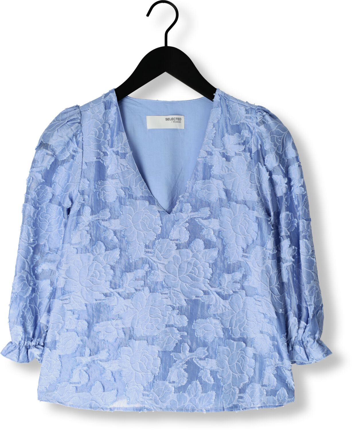 SELECTED FEMME Dames Blouses Slfcathi-sadie 3 4 Top Ff Lichtblauw