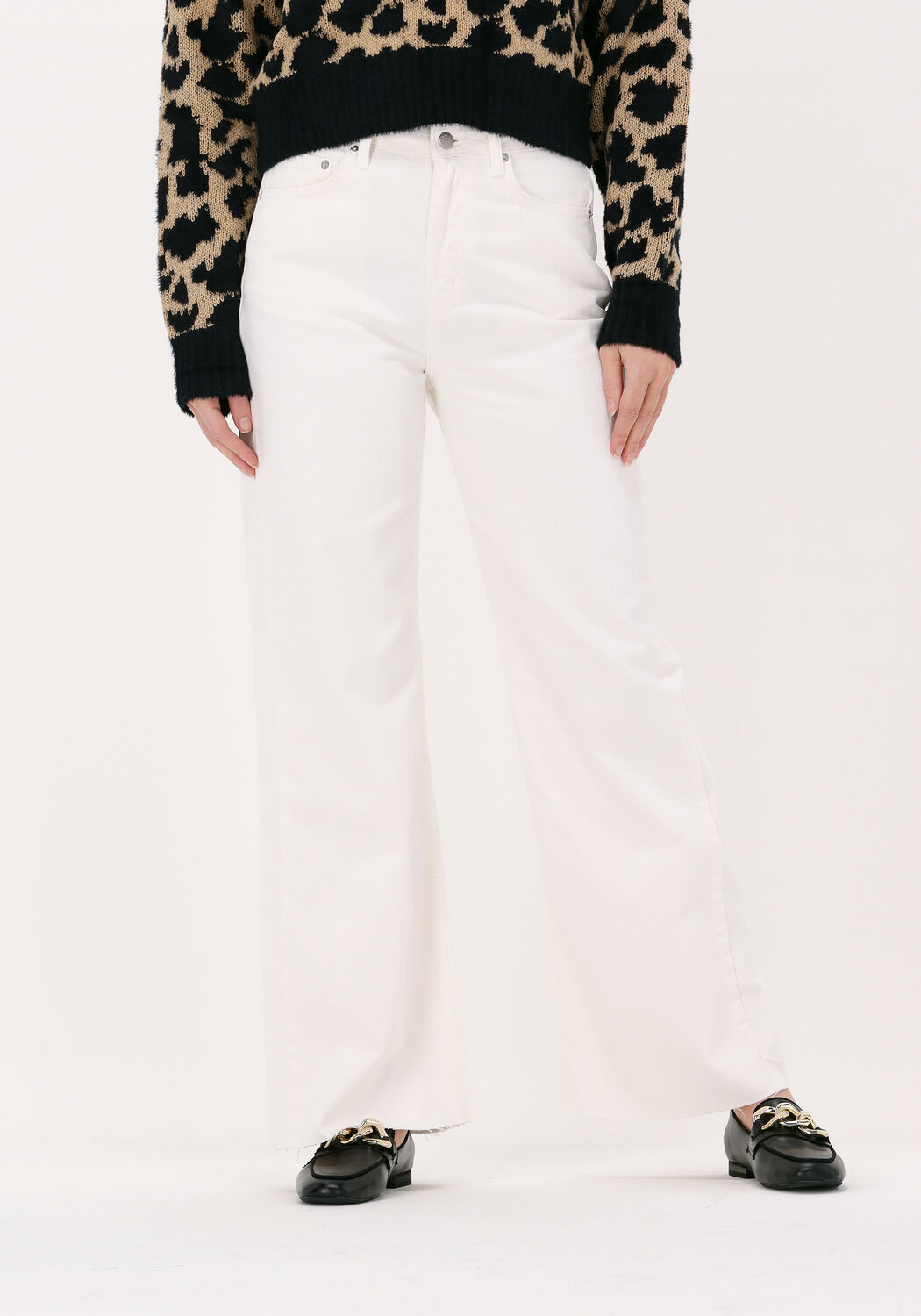 Gebroken wit NA-KD Wide jeans WIDE LEG RAW HEM DENIM | Omoda