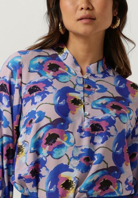 Blauwe JANSEN AMSTERDAM Blouses PF126 PRINTED 3/4 RAGLAN SLEEVE TOP - large