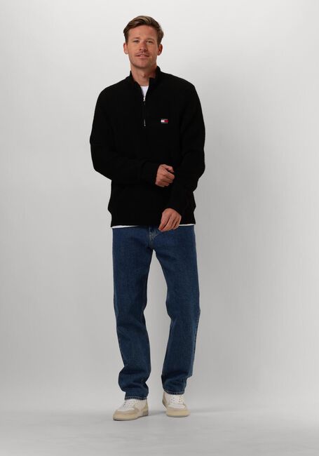 Zwarte TOMMY JEANS Trui TJM REG 1/4 ZIP RAGLAN BADGE - large