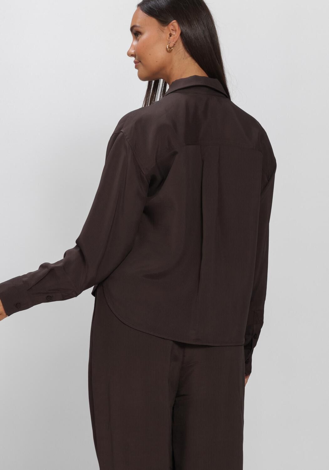 Bruine BY-BAR Blouses KRIS SATIN STRIPE BLOUSE - large