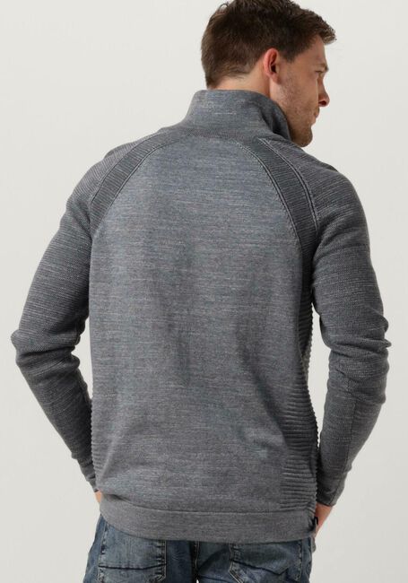 Donkerblauwe CAST IRON Trui HALF ZIP COLLAR COTTON HEATHER PLATED HALF ZIP - large