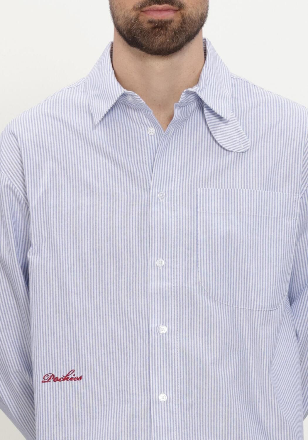 Blauwe POCKIES Casual overhemd OXFORD SHIRT - large