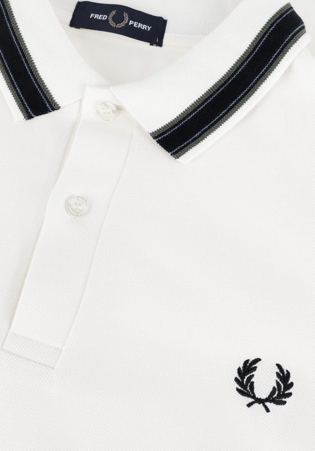 Gebroken wit FRED PERRY Polo MEDAL STRIPE POLO SHIRT - large