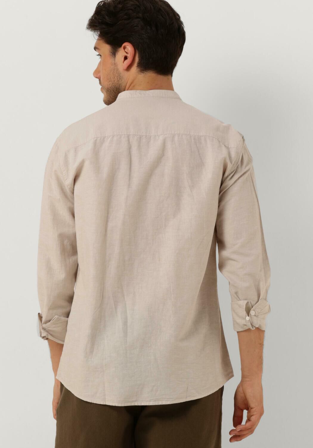 SELECTED HOMME Heren Overhemden Slhregnew-linen Shirt Ls Band Beige