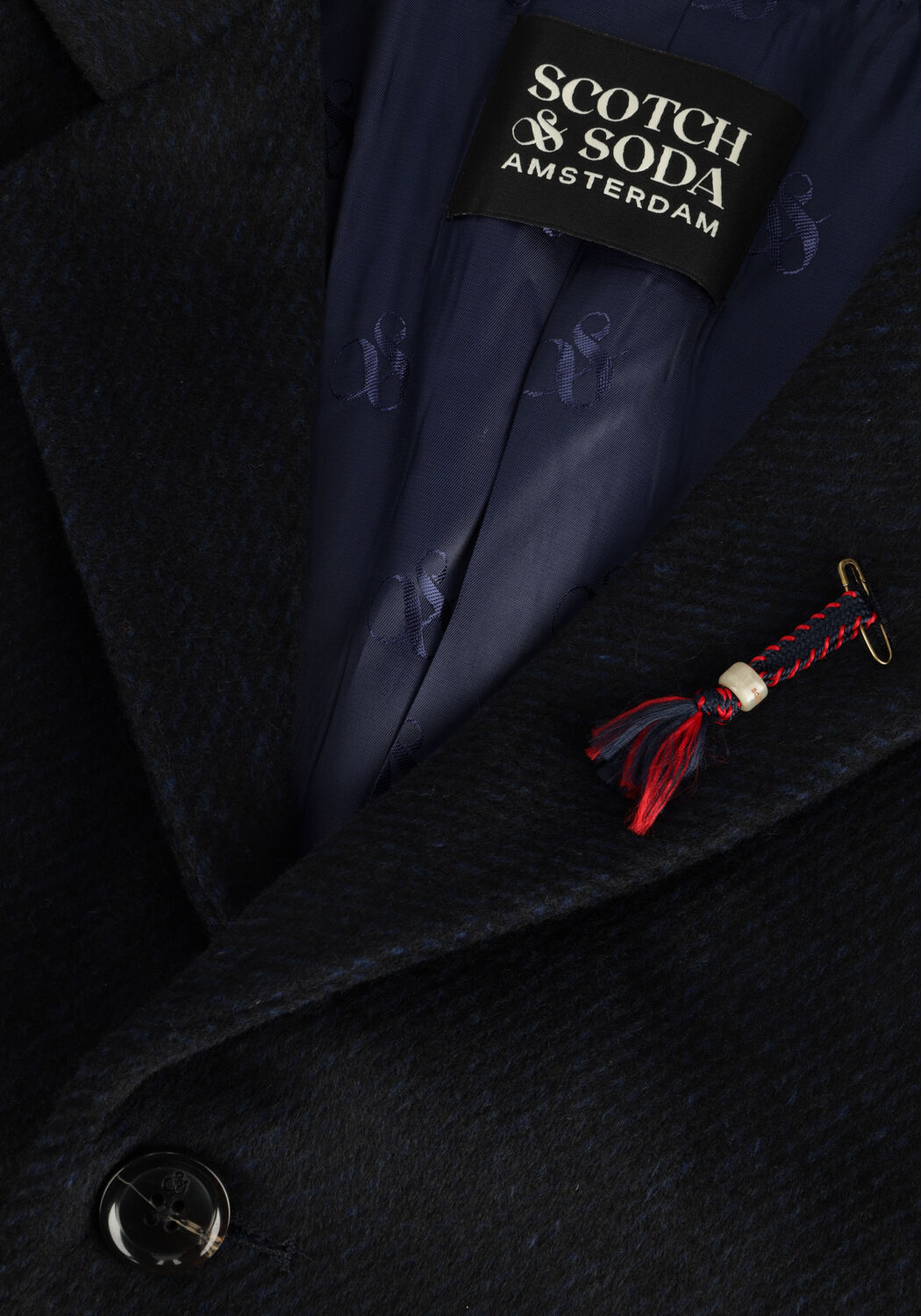 Donkerblauwe SCOTCH & SODA Mantel CLASSIC WOOL-BLEND OVERCOAT - large