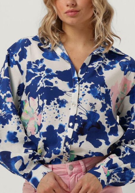Blauwe POM AMSTERDAM Blouses VIOLET CRANE BIRDS BLUE BLOUSE - large