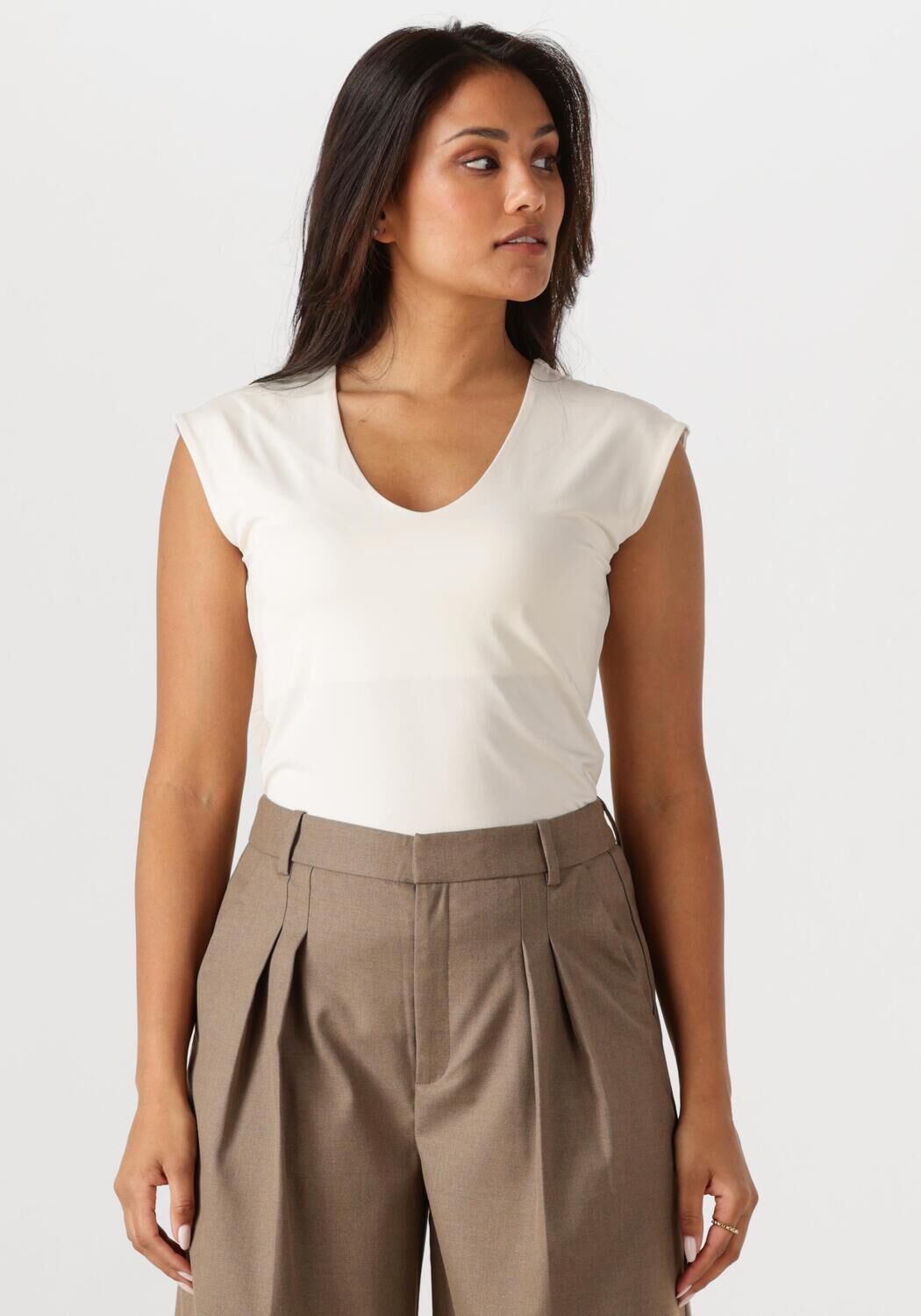 ROSEMUNDE Dames Tops & T-shirts Billie Capsleeve V-neck Wit