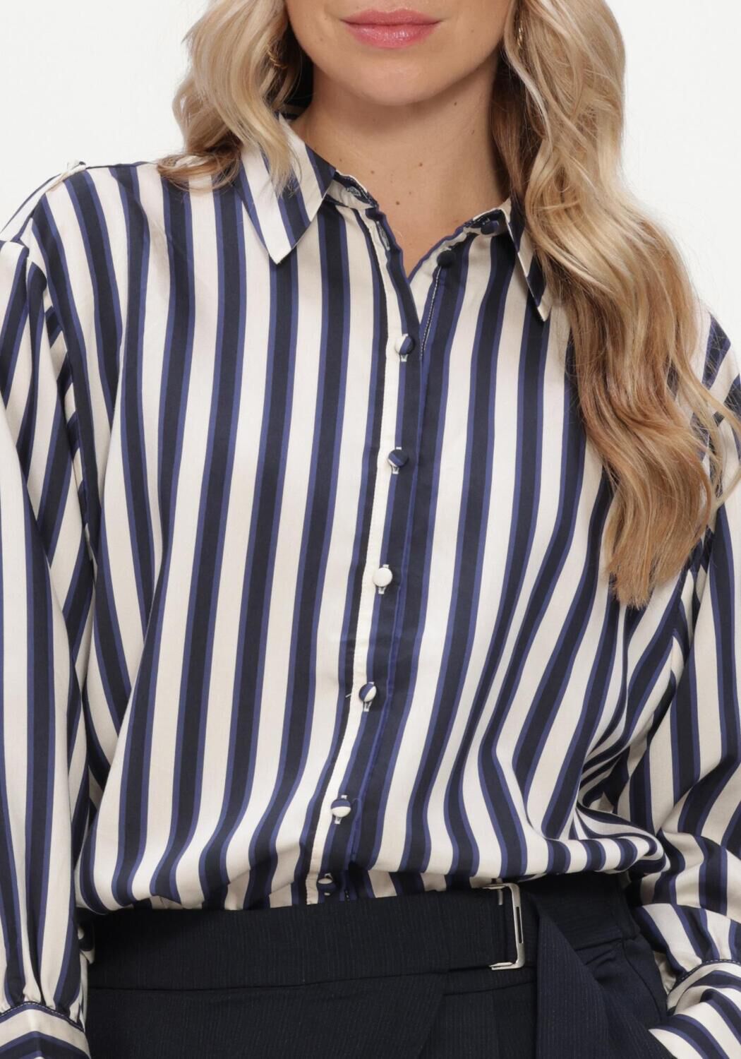 Blauwe SUMMUM Blouses BLOUSE STRIPE SATIN - large