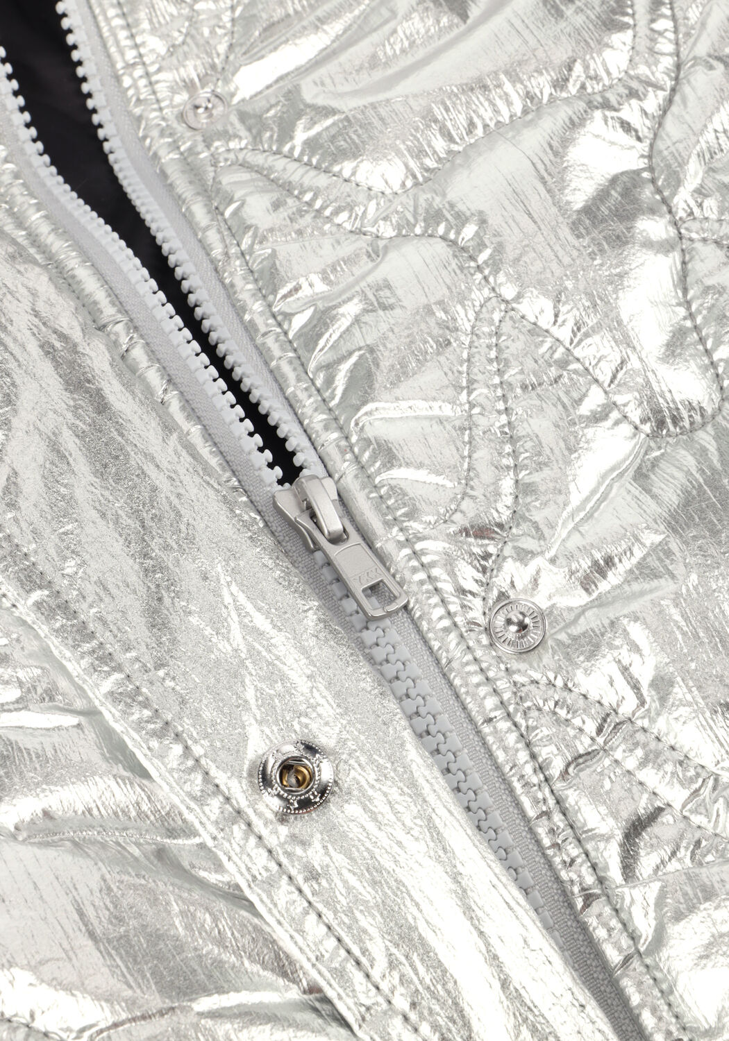 Zilveren ALIX MINI Gewatteerde jas WOVEN SILVER NYLON COAT - large