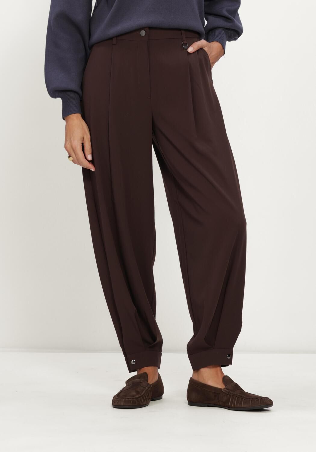 Bruine MAC Wijde broek 0231 FLOATING CREPE - large