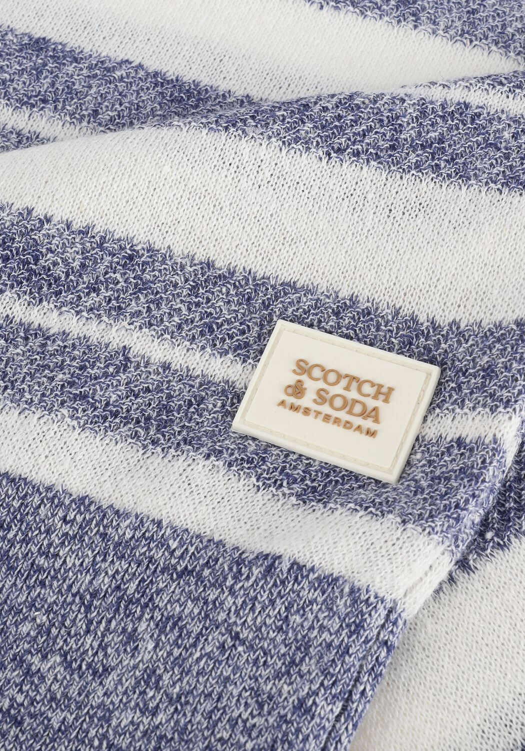 Blauwe SCOTCH & SODA Trui STRUCTURED KNIT LINEN-BLEND CREWNECK PULLOVER - large