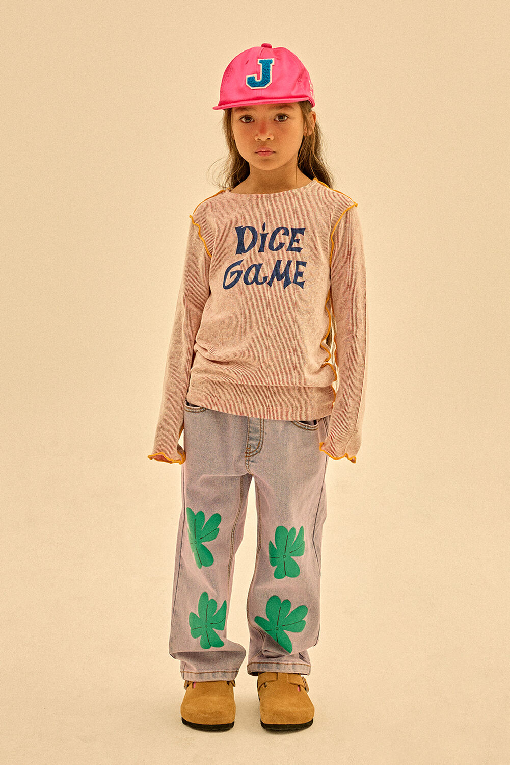 Lichtblauwe Jelly Mallow Wide jeans LUCKY CLOVER DENIM PANTS - large