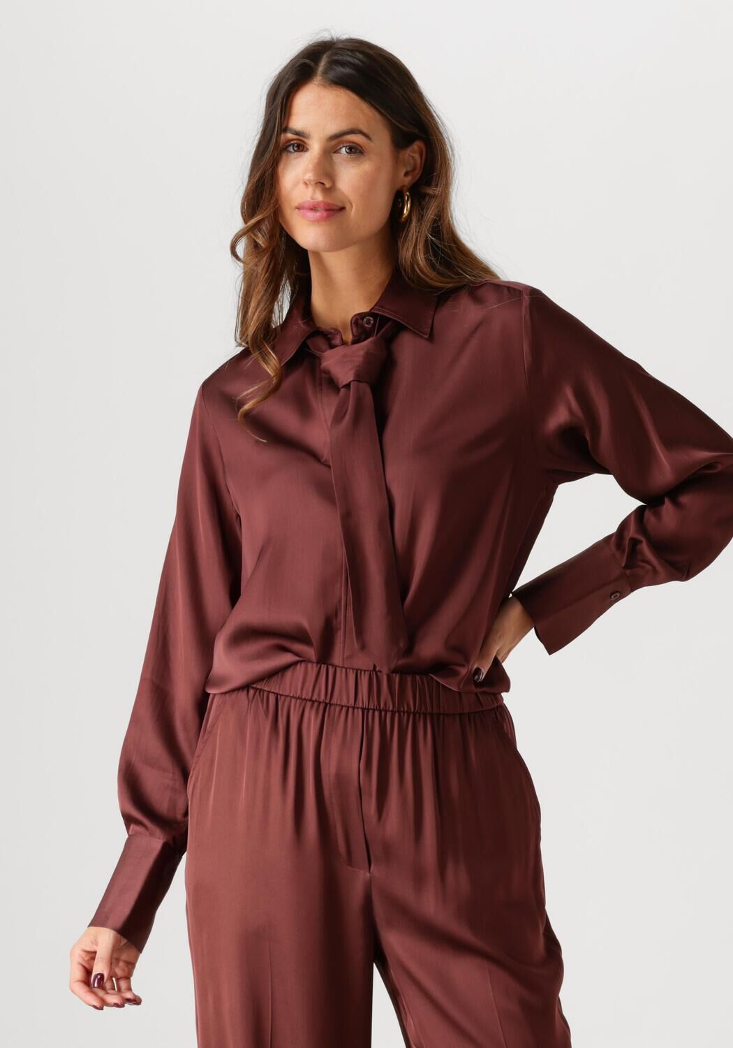 SECOND FEMALE Dames Blouses Livo Classic Shirt Bruin