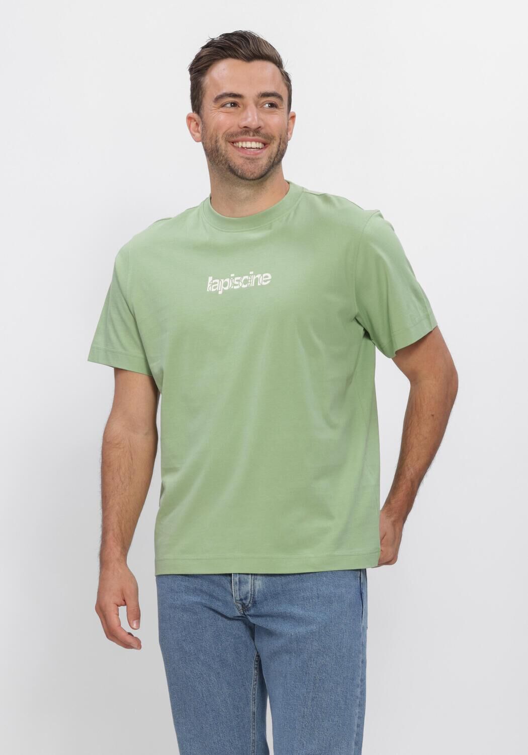 Groene SELECTED MEN T-shirt SLHASPEN GRAPHIC SS TEE - large