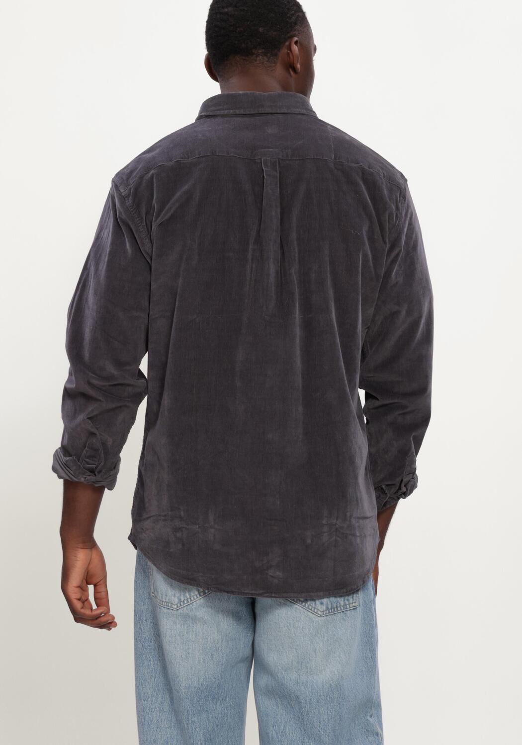 Antraciet ANERKJENDT Overshirt AKLEIF SOLID CORD SHIRT - large