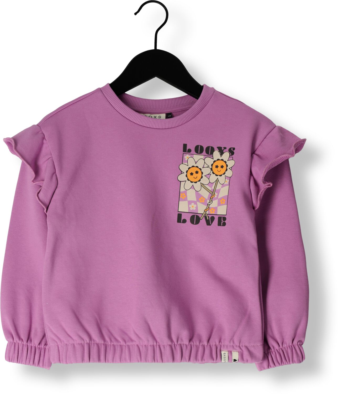 LOOXS little sweater met printopdruk en ruches paars Printopdruk 122