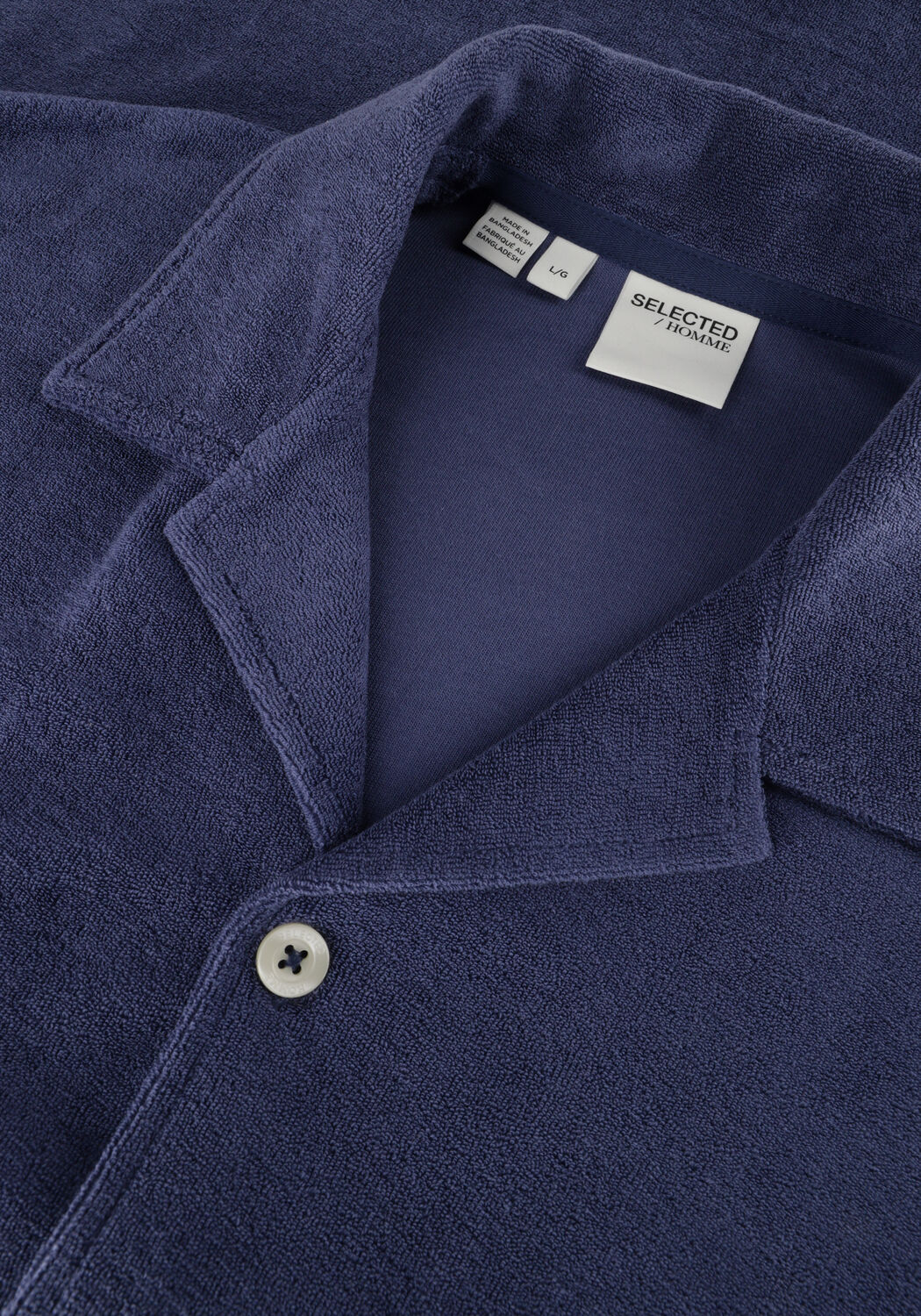 Blauwe SELECTED MEN Casual overhemd SLHRELAXTALON TOWEL SS JERSEY SHIRT - large