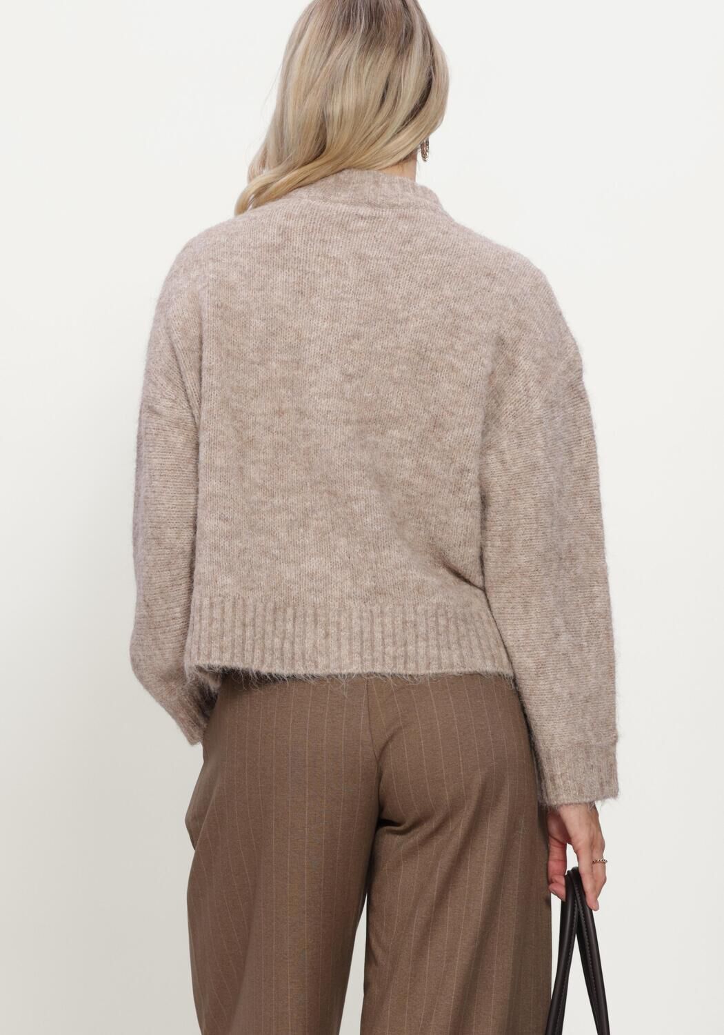 Beige NEO NOIR Vest TAURA FLUFFY KNIT CARDIGAN - large