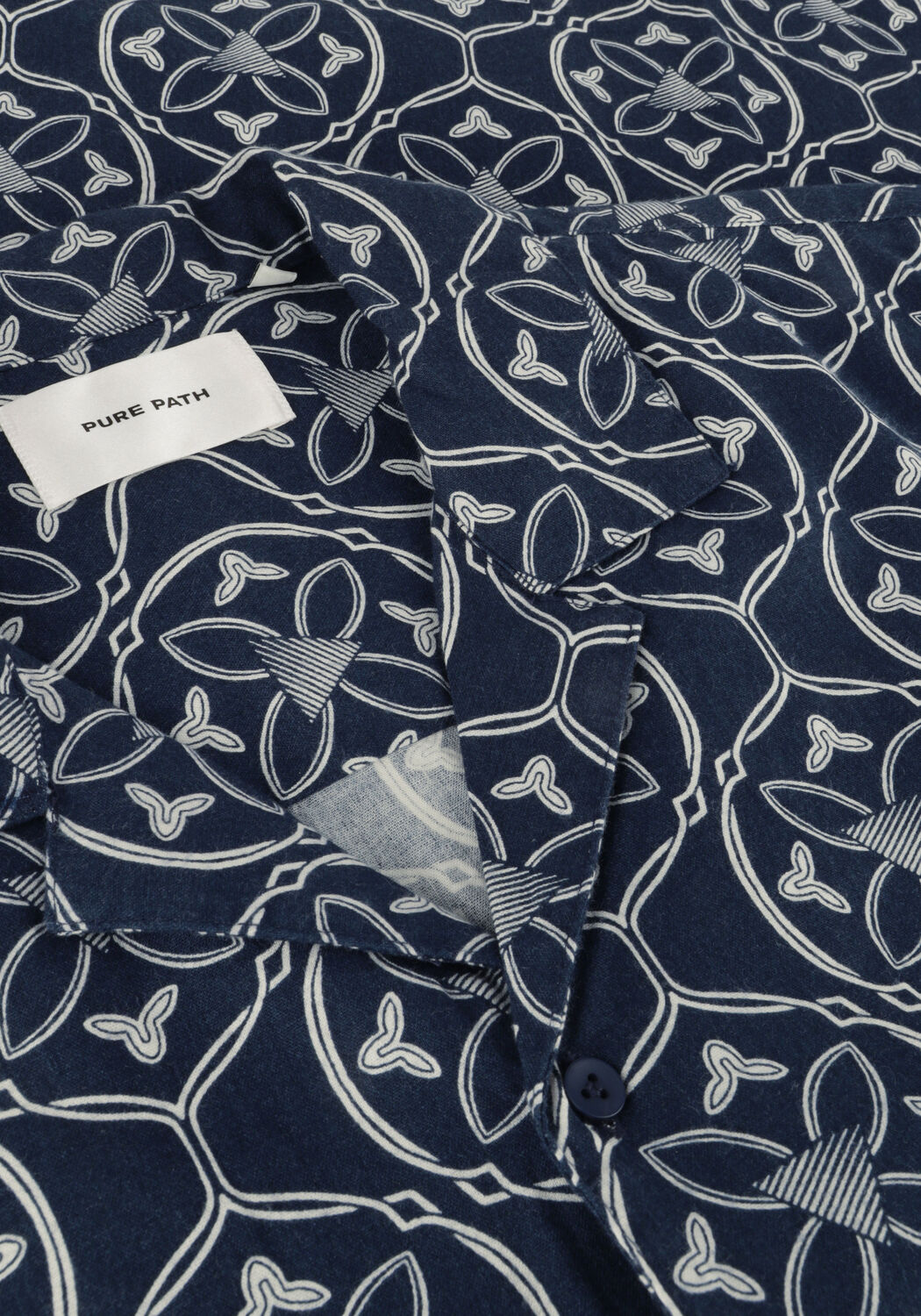 Donkerblauwe PURE PATH Casual overhemd SHORTSLEEVE WITH ALL-OVER-PRINT - large