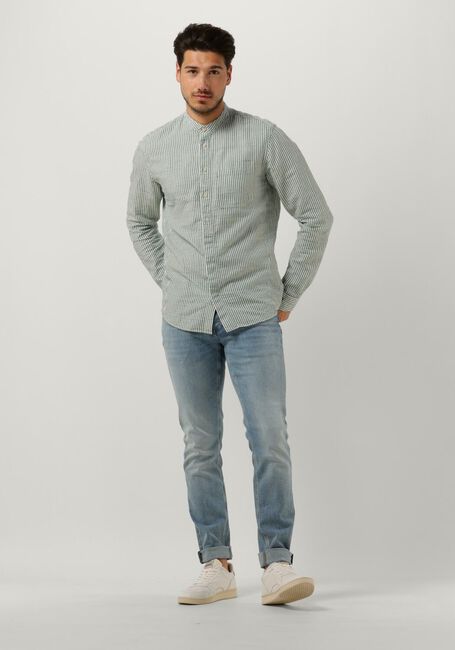 Mint CAST IRON T-shirt LONG SLEEVE SHIRT CO LI DOBBY STRIPE - large