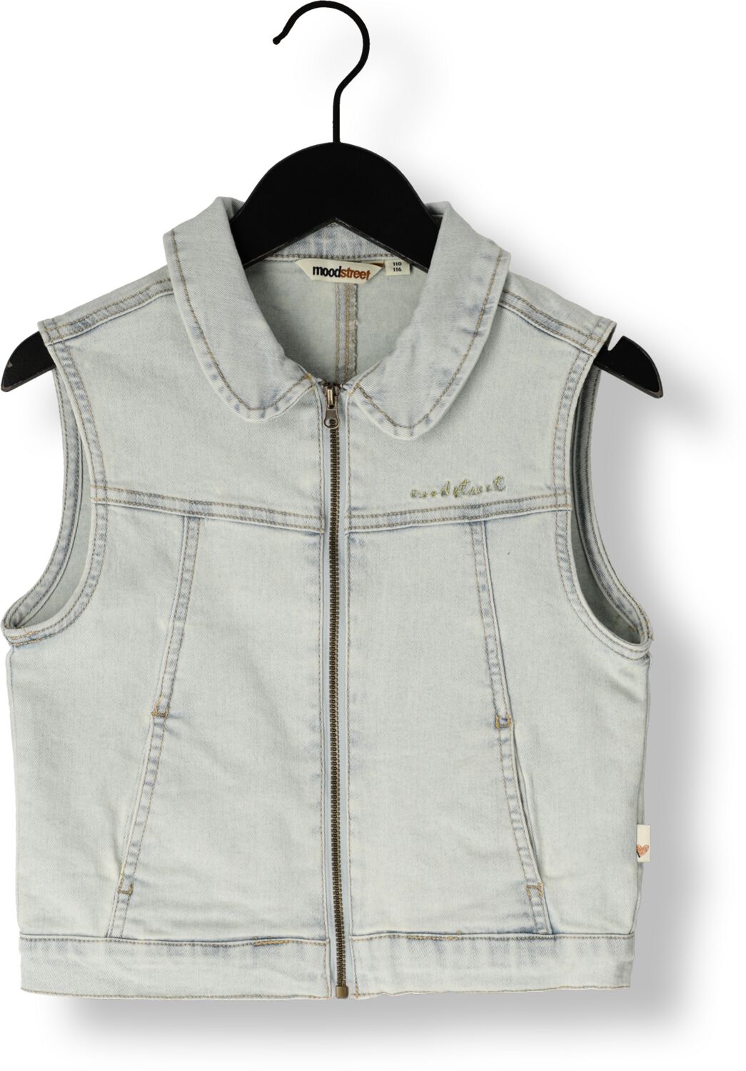 Moodstreet gilet extra light blue Blauw Meisjes Denim Klassieke kraag Effen 122 128