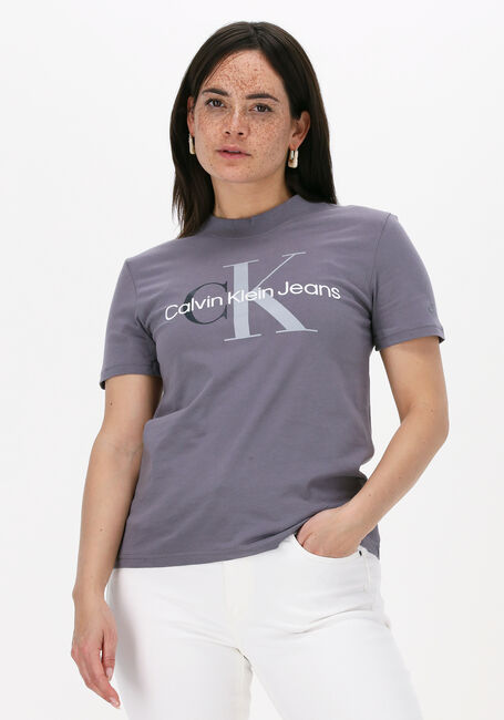 Grijze CALVIN KLEIN T-shirt TWO TONE MONOGRAM REGULAR TEE - large