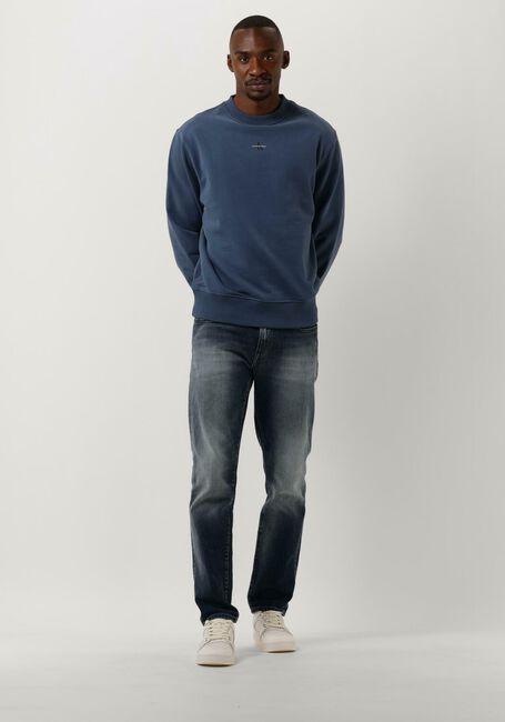Blauwe CALVIN KLEIN Trui MICRO MONOLOGO CREW NECK - large