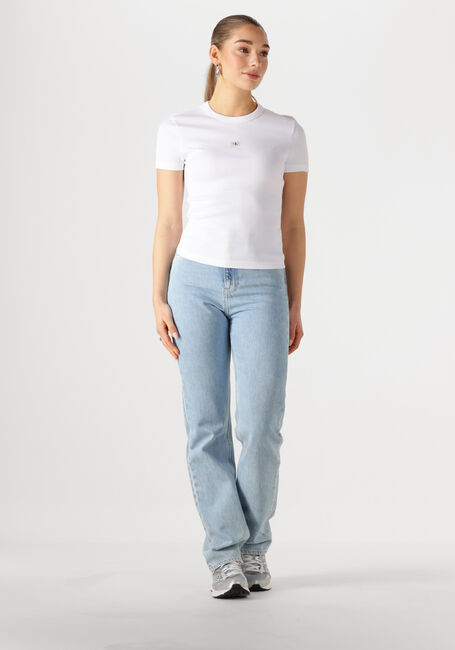 Witte CALVIN KLEIN T-shirt WOVEN LABEL RIB FITTED TEE - large