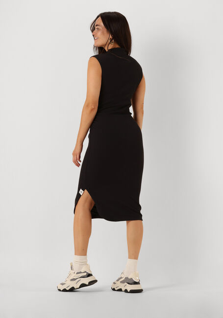 Zwarte CALVIN KLEIN Midi jurk TAB RIB MOCK NECK LONG DRESS - large