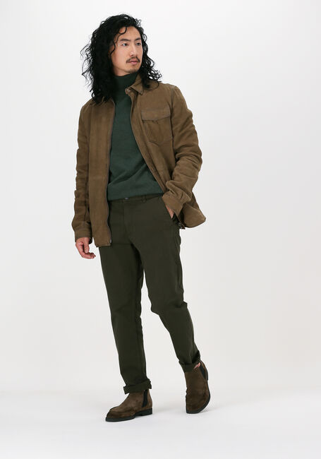 Groene GOOSECRAFT Leren jas GC SIN CITY NUBUCK OVERSHIRT - large