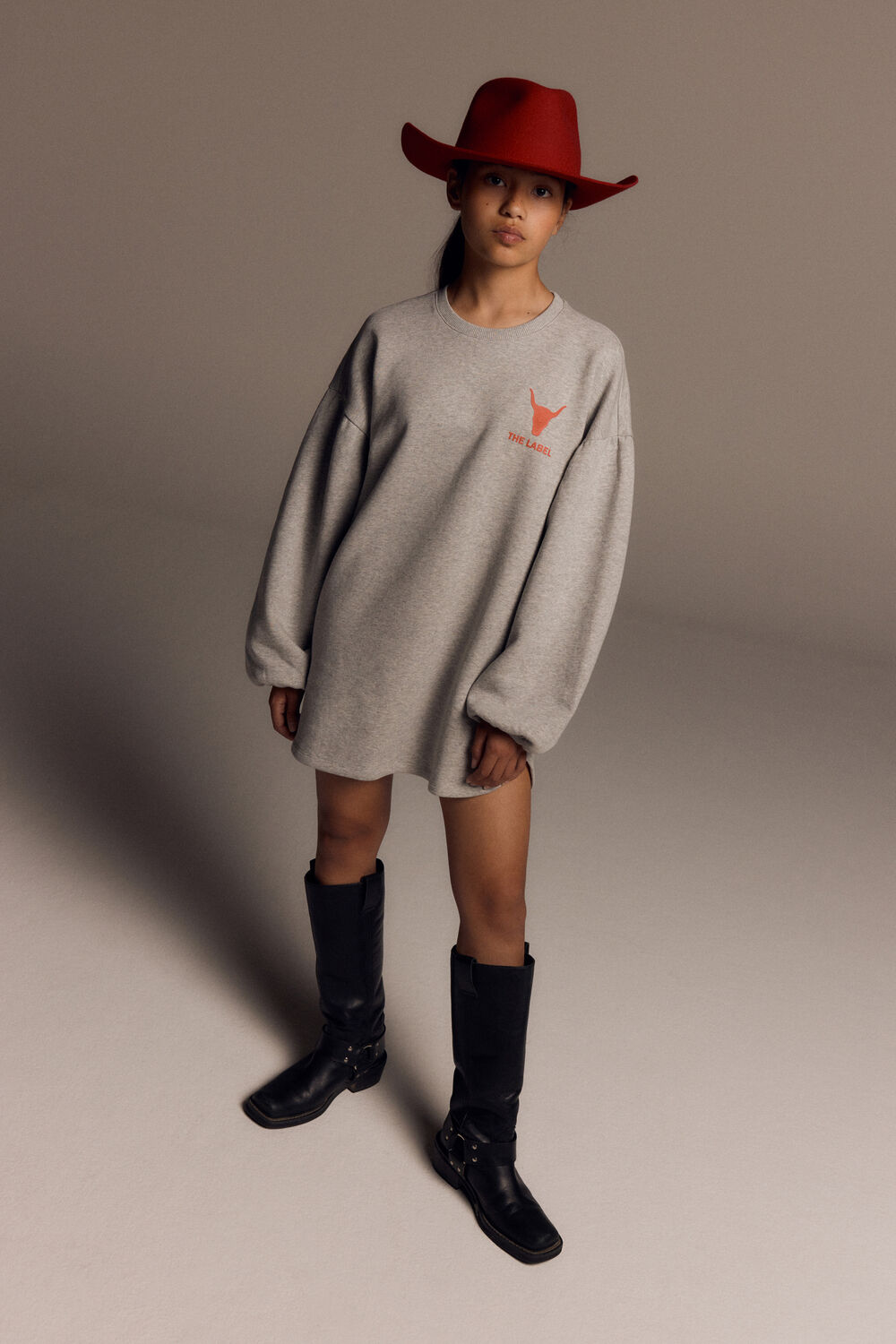 Grijze ALIX MINI Mini jurk KNITTED SWEATER DRESS - large