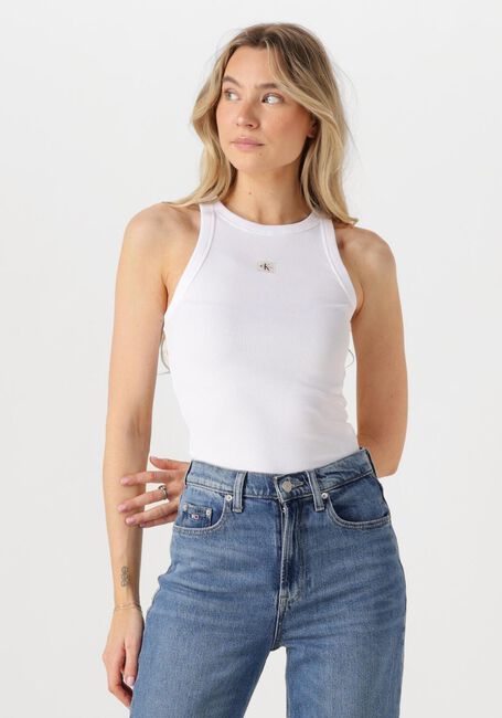 Witte CALVIN KLEIN Top WOVEN LABEL RIB TANK TOP - large