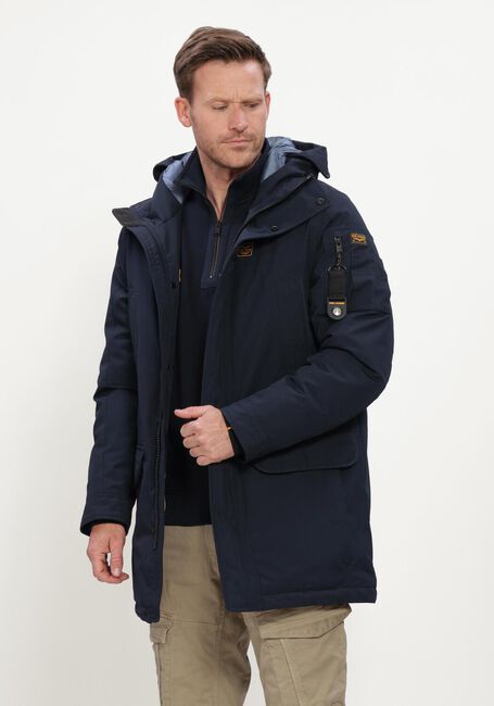 Donkerblauwe PME LEGEND Gewatteerde jas SEMI LONG JACKET ROCK-PACK - large