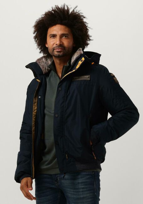 Donkerblauwe PME LEGEND Jack BOMBER JACKET ICE STRIPER 4.0 DEWSTER - large