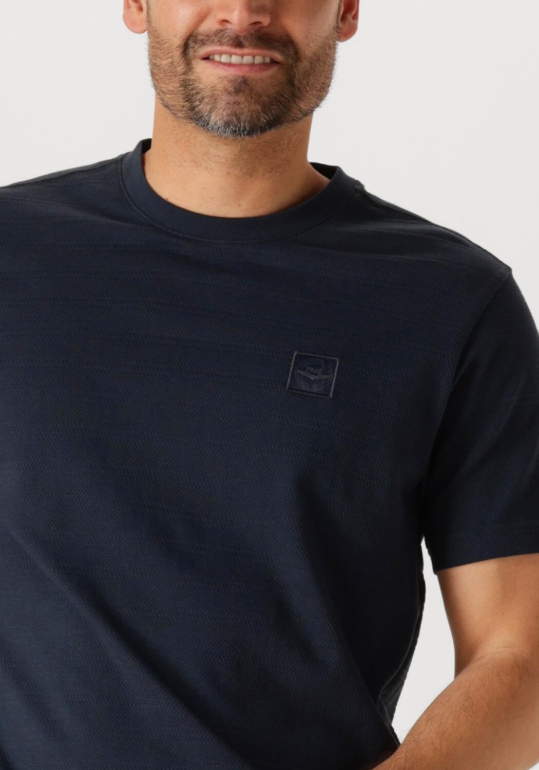 PME LEGEND Heren Polo's & T-shirts Short Sleeve R-neck Jacquard Stripes Blauw