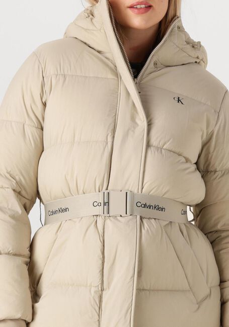 Beige CALVIN KLEIN Gewatteerde jas BELTED MIDWEIGHT LONG PUFFER - large