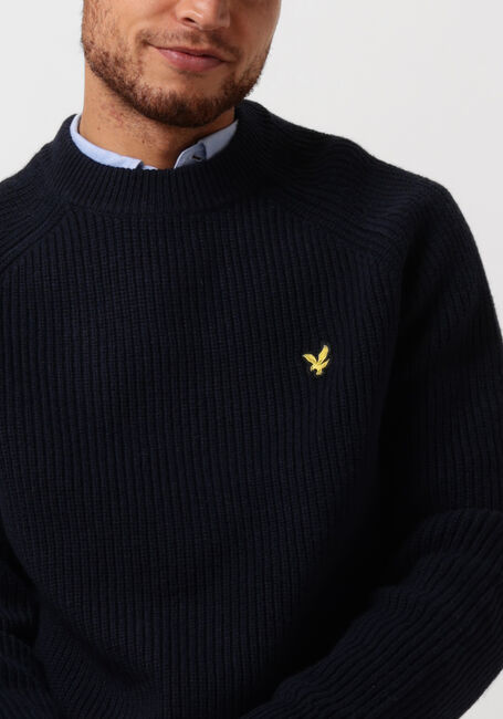 Blauwe LYLE & SCOTT Trui SHAKER STITCH MOCK NECK JUMPER - large