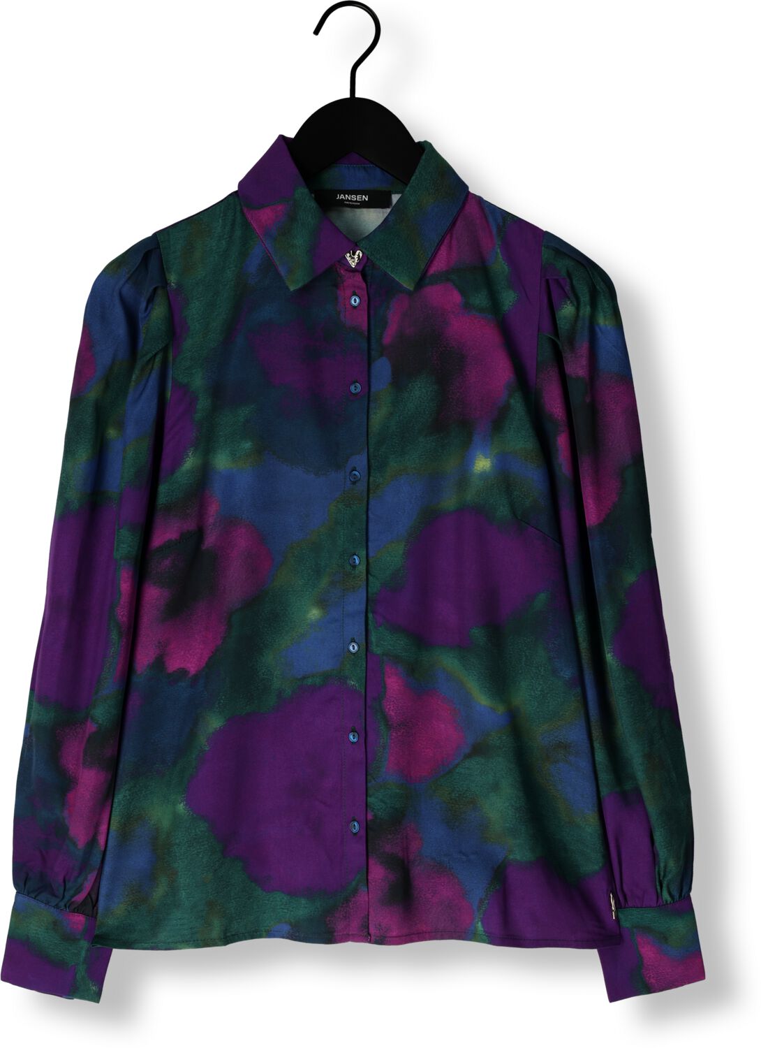 JANSEN AMSTERDAM Dames Blouses Wfp764 Blouse Amelia Blauw