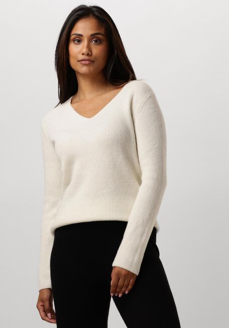 Ecru RESORT FINEST Trui V-NECK RIB KNIT - large