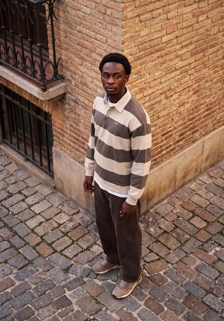 Beige FOR&Eacute;T Polo MATCH RUGBY SWEATSHIRT WOOD STRIPE - large