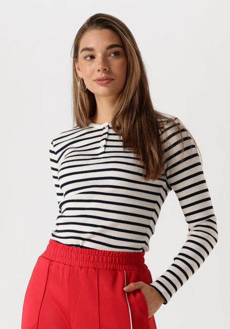 Blauwe TOMMY JEANS Tops & T-shirts TJW SLIM BUTTON RIB C-NECK LS EXT - large