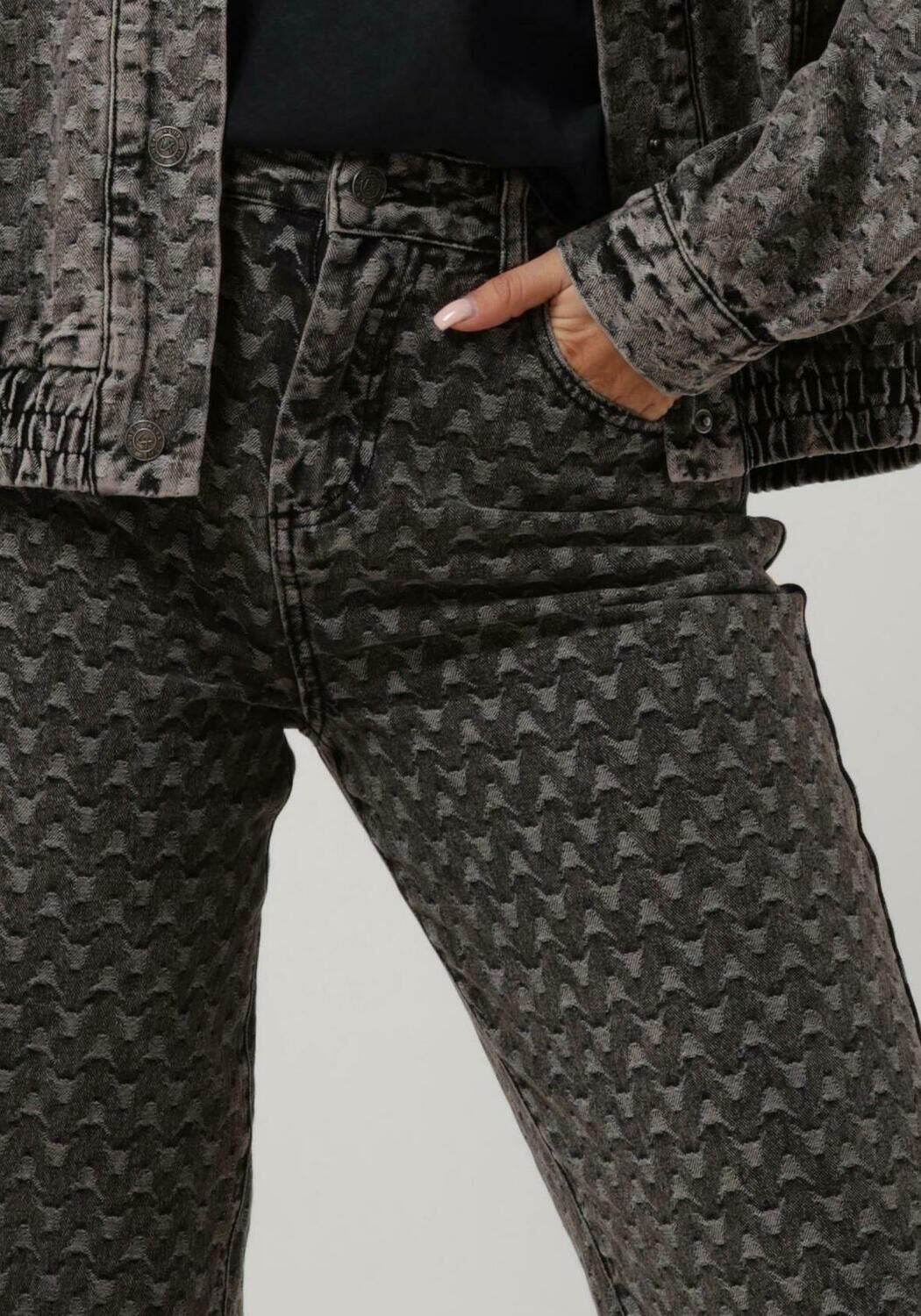 ALIX THE LABEL Dames Jeans Ladies Woven Fancy Denim Pants Donkergrijs