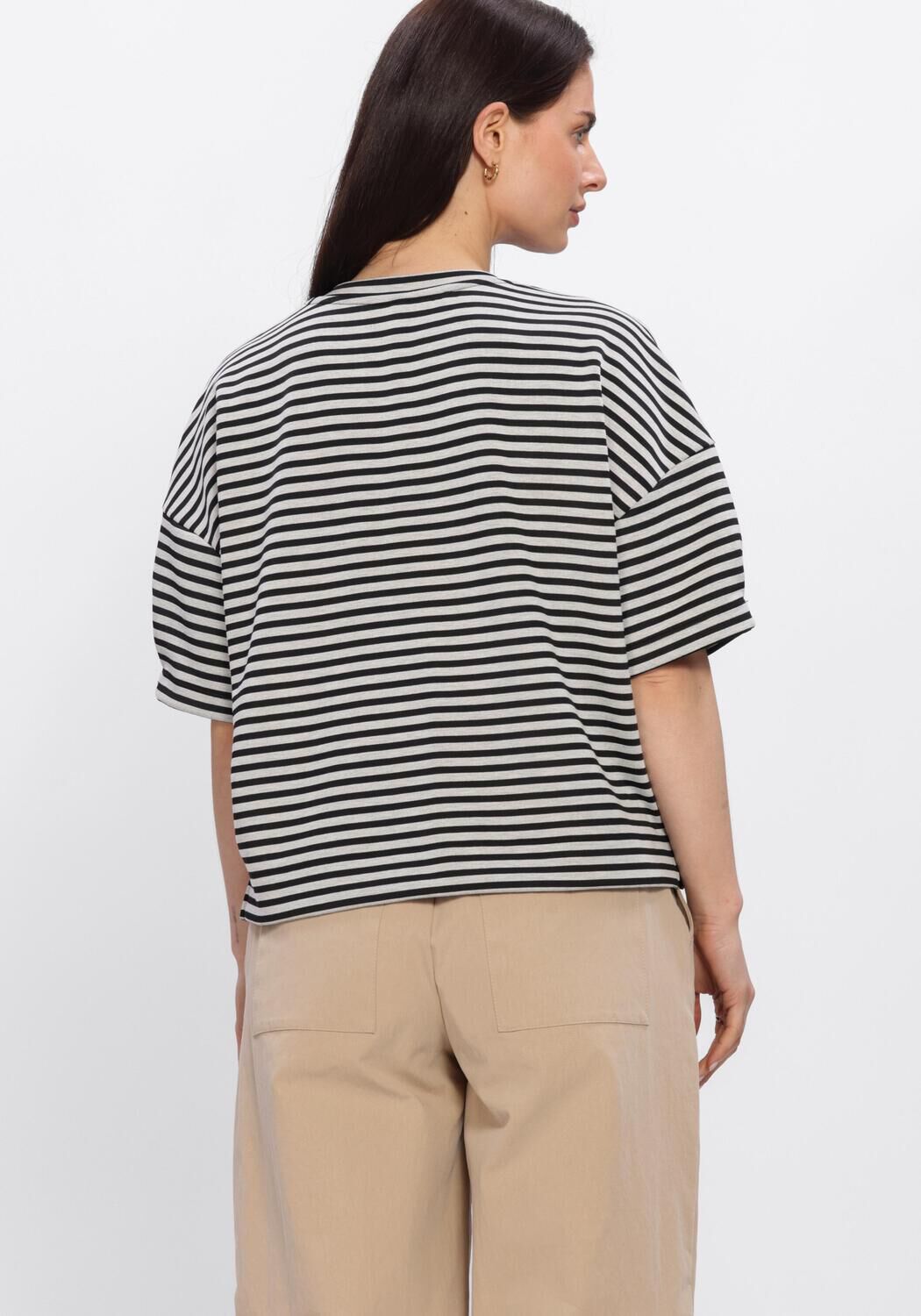 Zwarte SUMMUM T-shirt TOP STRIPED SCUBA - large