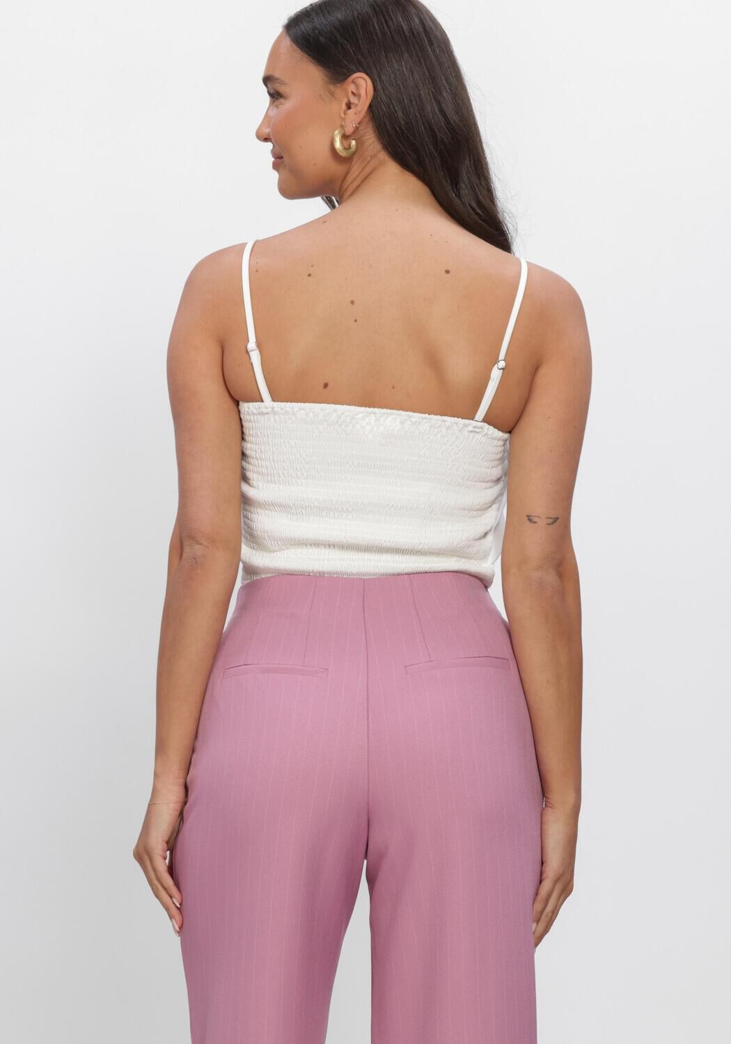 Witte SELECTED WOMEN Top SLFVINELLE PLEATED BANDEAU TOP - large