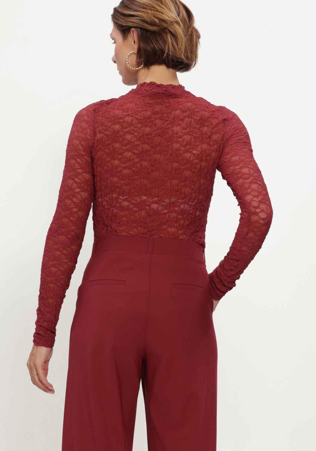 Bordeaux STUDIO ANNELOES Top Reagan lace col top - large