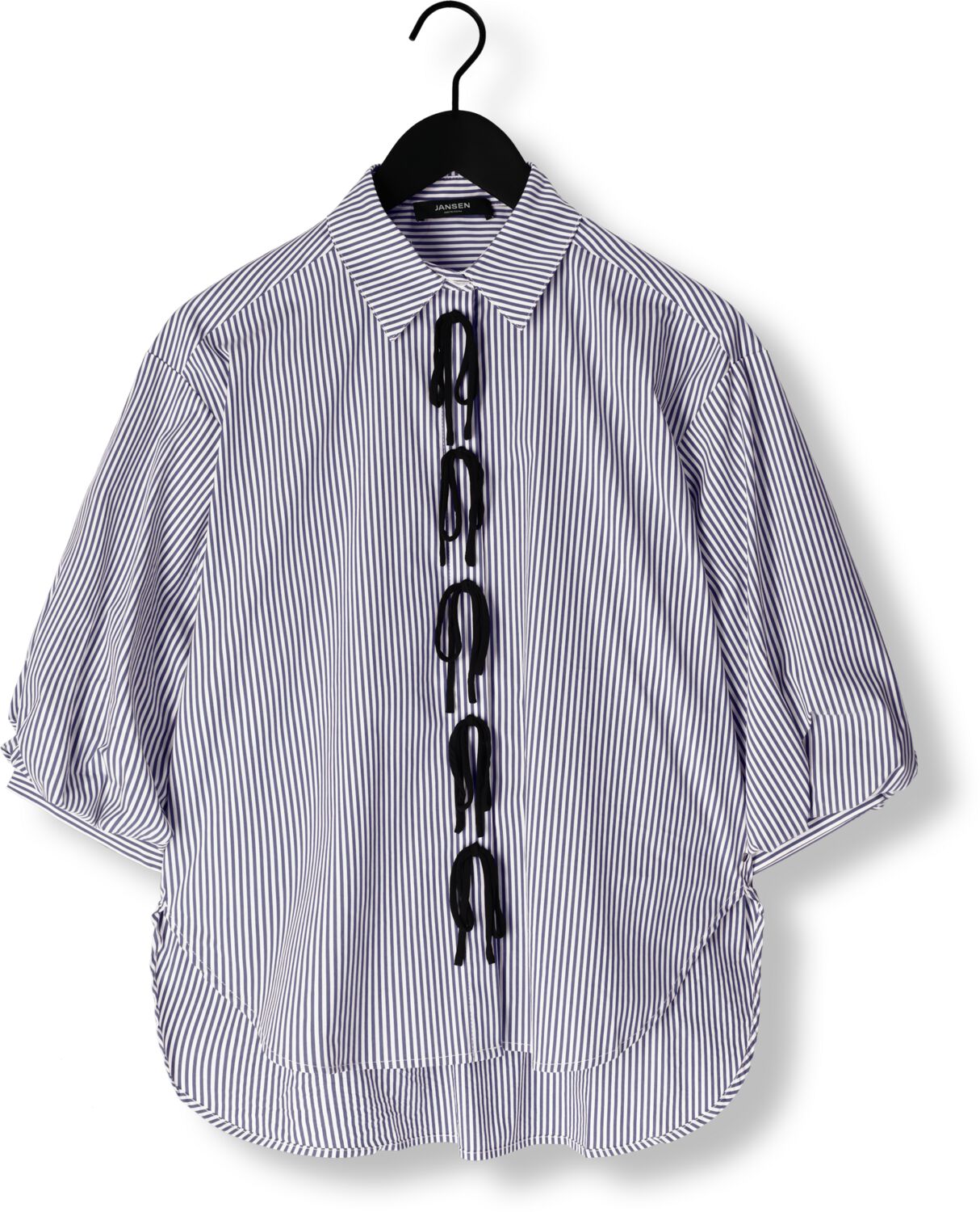 JANSEN AMSTERDAM Dames Blouses Lois Blouse Csb 798 Bowstraps 3 4 Sleeve Wide Fit Blauw