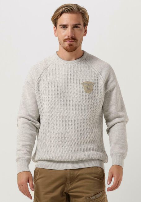 Gebroken wit PME LEGEND Trui R-NECK KNIT SWEAT COMBINATION - large