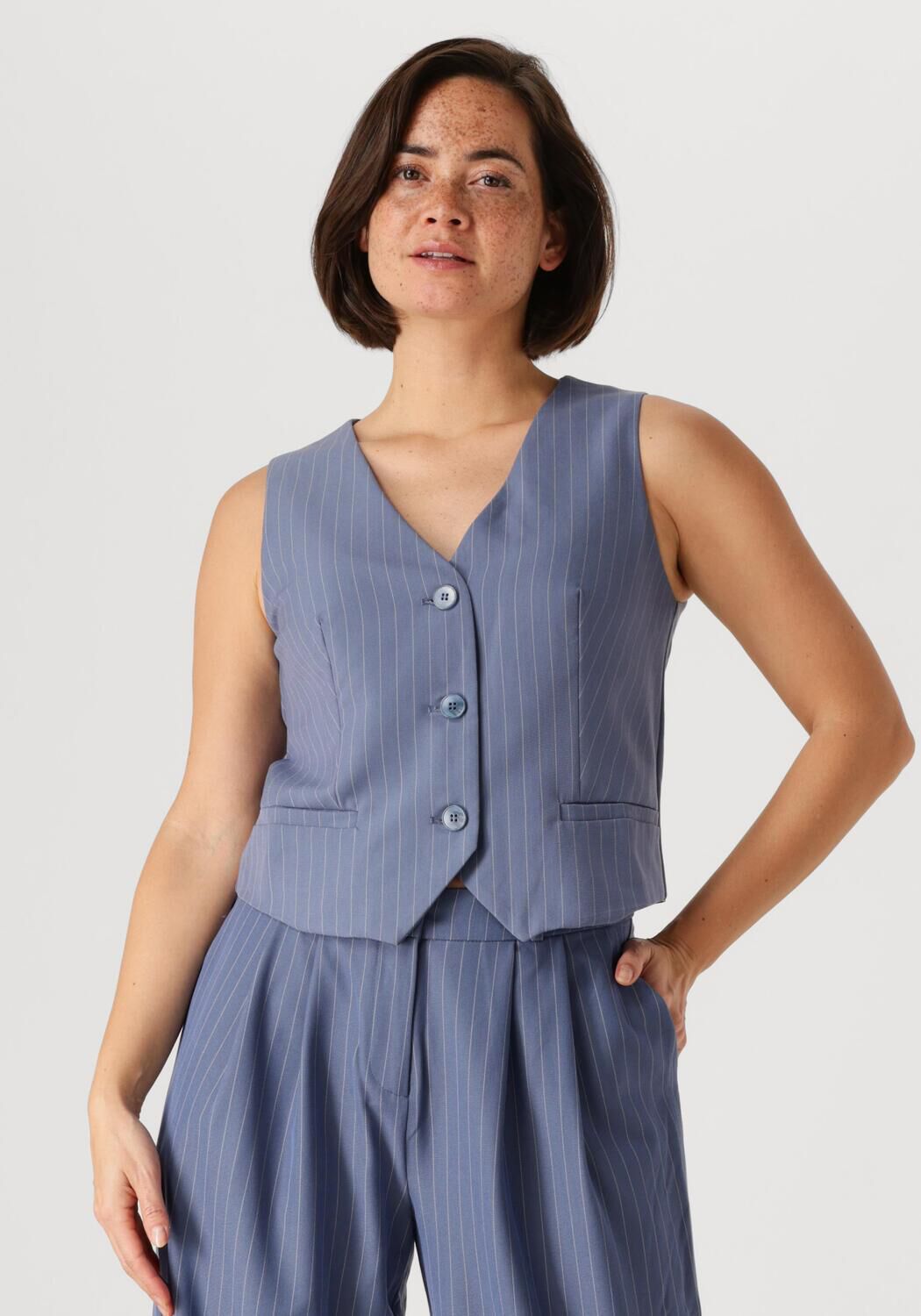 Ydence Gestreept Blauw Gilet Nadine Blue Dames