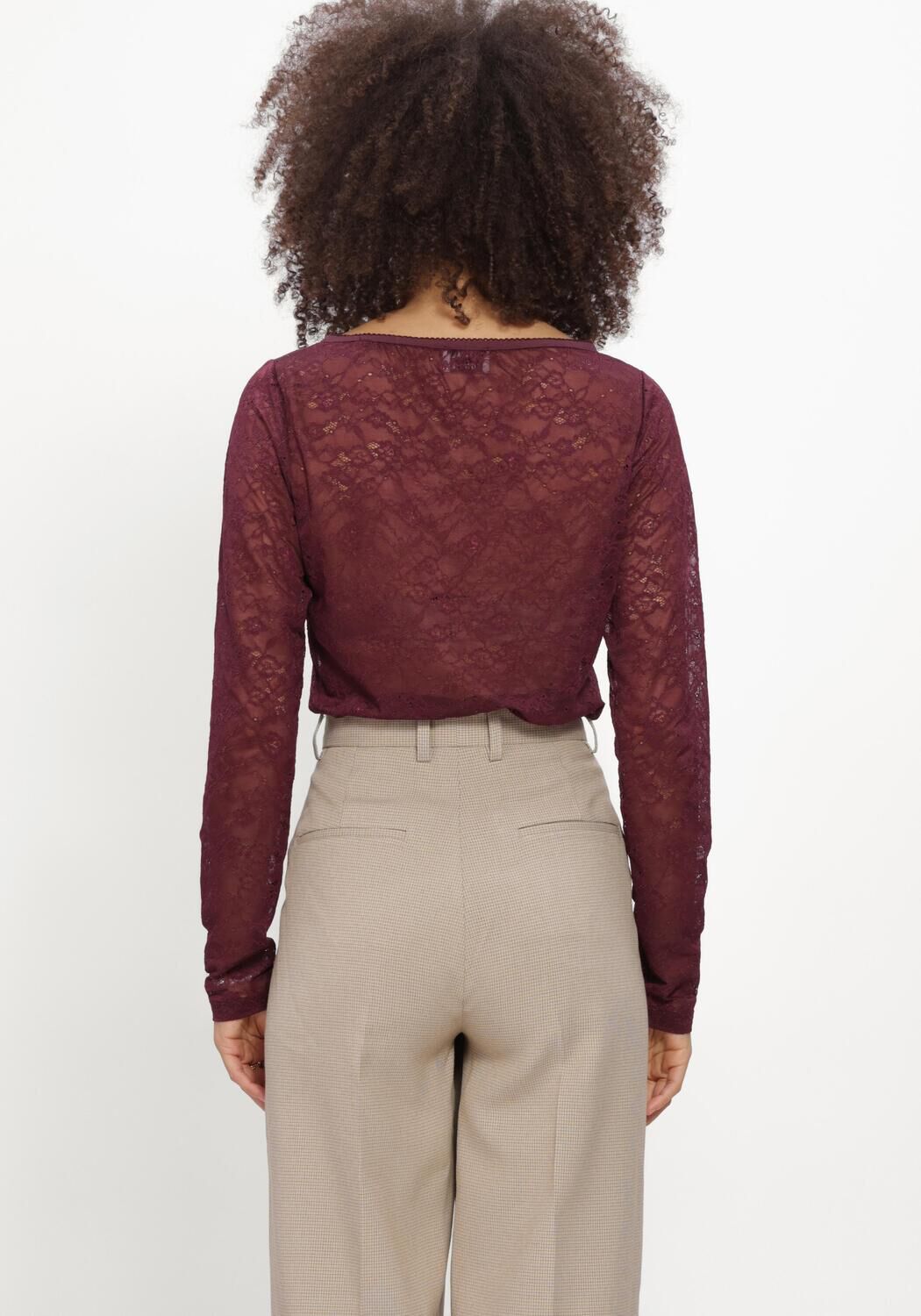 Bordeaux CATWALK JUNKIE Top LACE LONG SLEEVE - large